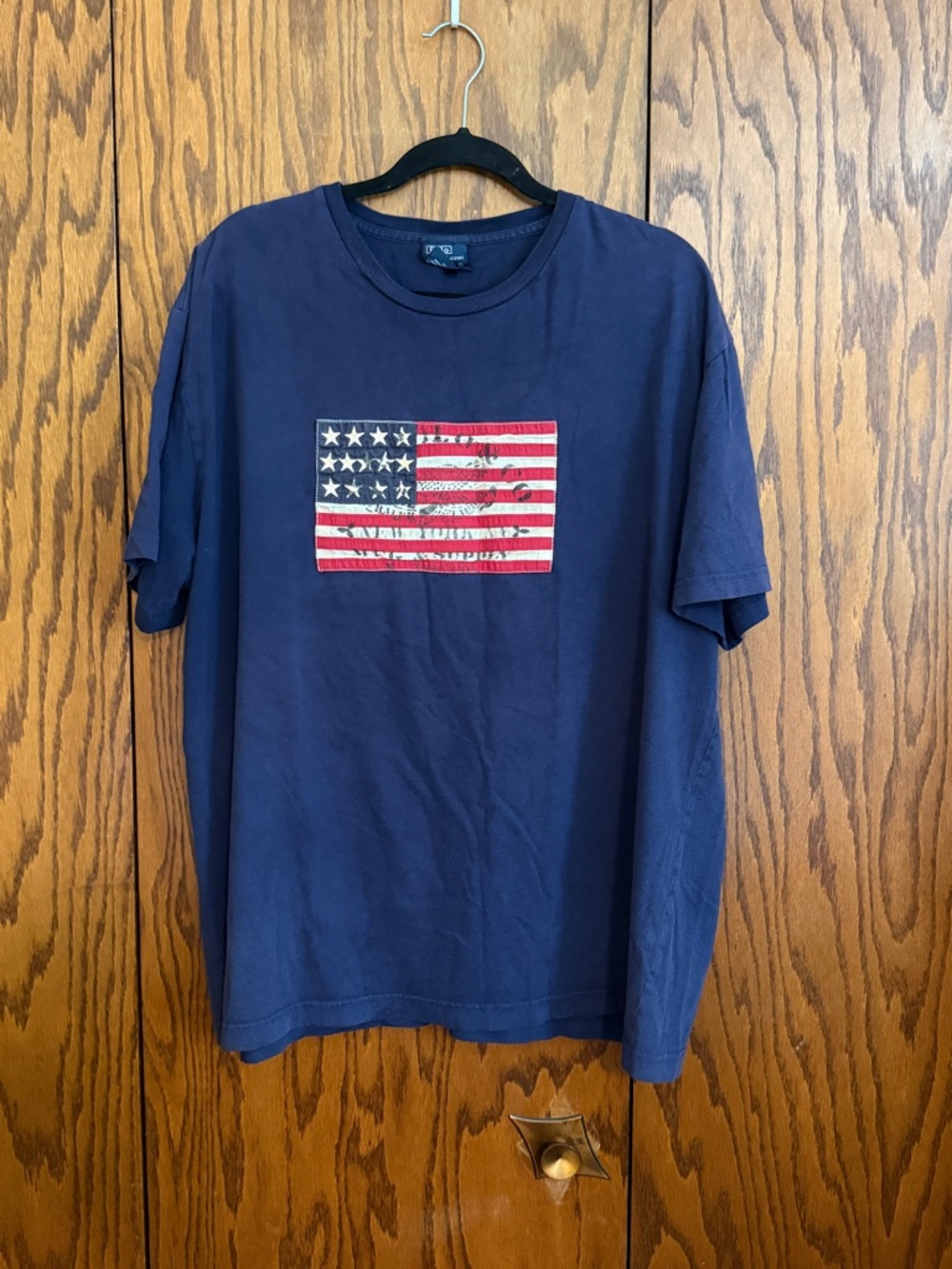 Polo Ralph Lauren Men’s XL American Flag T Shirt Navy Sewn Patch Logo USA